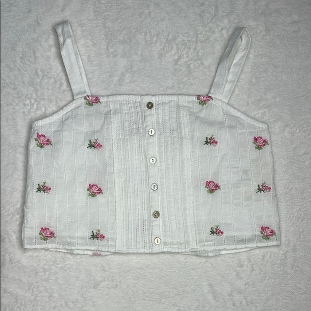 White Floral Embroidered Top
